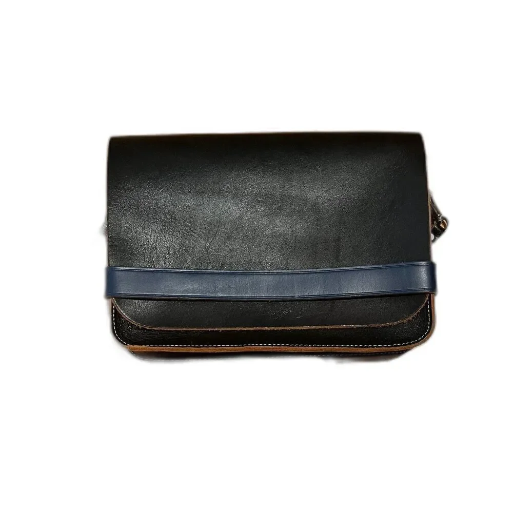 Black and Blue Medium Size Leather Bag
